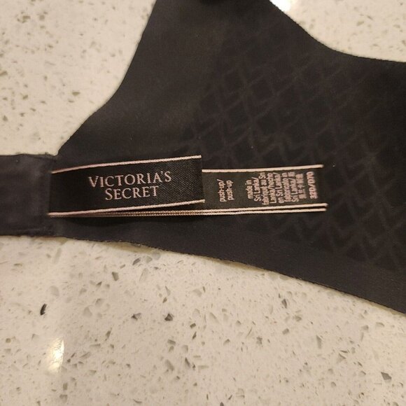 Victorias Secret Push Up Bra 32D Black Gold Metallic Padded Underwire - Picture 6 of 7